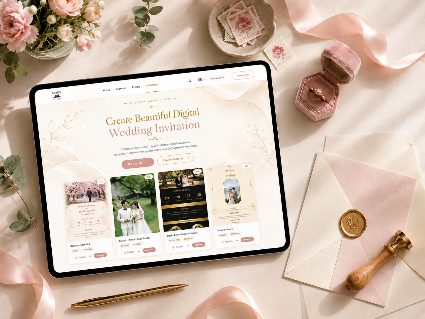Premium wedding invitation template preview